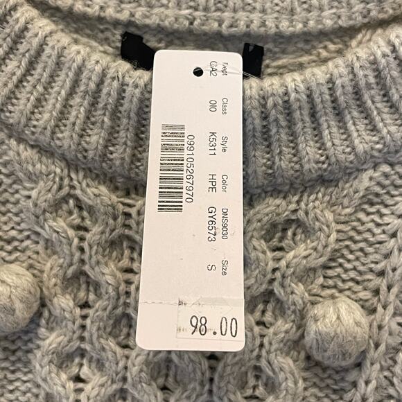 NWT J. Crew Cable Knit Après-ski Sweater - Women Size S - Light Gray - Picture 3 of 7